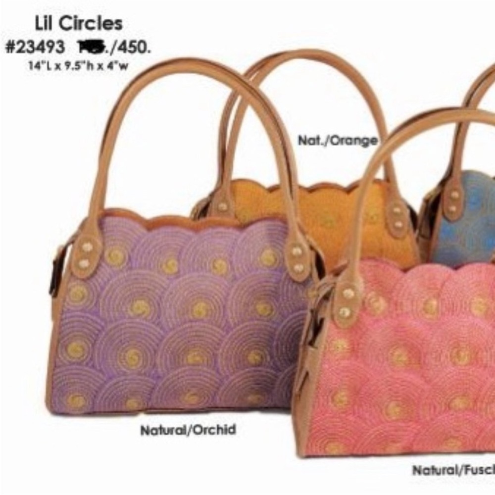 ERIC JAVITS limited edition Lil Circles Tan Pink leather bag - Picture 2 of 13